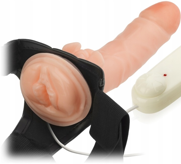 STRAP ON Z POCHWĄ I PENISEM - PROTEZA SEX DILDO Z WAGINĄ - WIBRACJA
