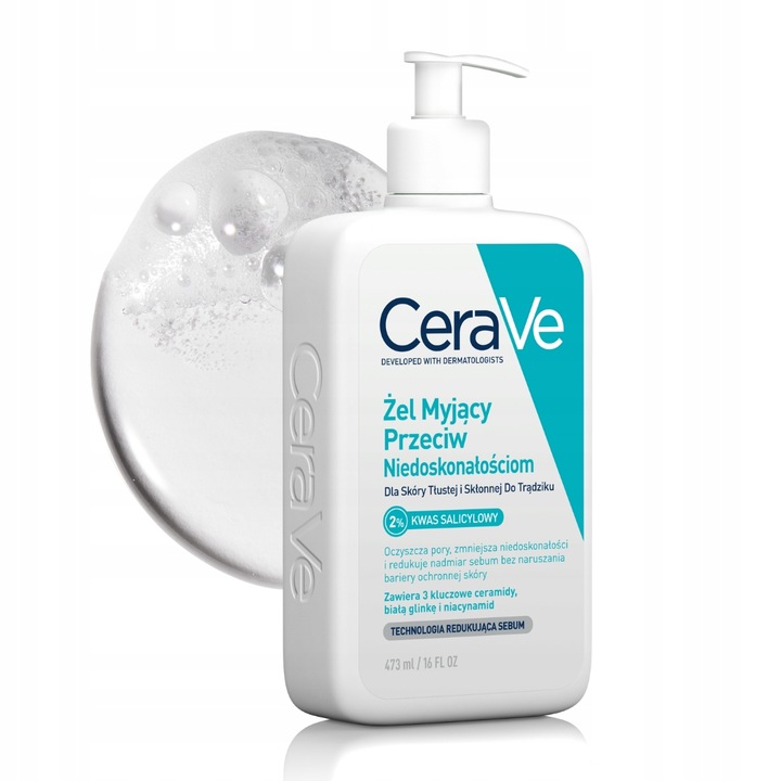 CeraVe zestaw przeciw niedoskonałościom: żel 473ml, żel punktowy,
