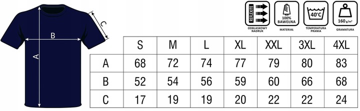 Granatowa koszulka z krótkim rękawem dla policjantów napis odblask POLICJA