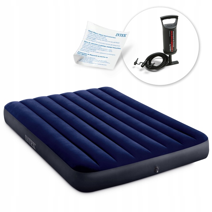 MATERAC DMUCHANY WELUROWY ŁÓŻKO INTEX z POMPKĄ