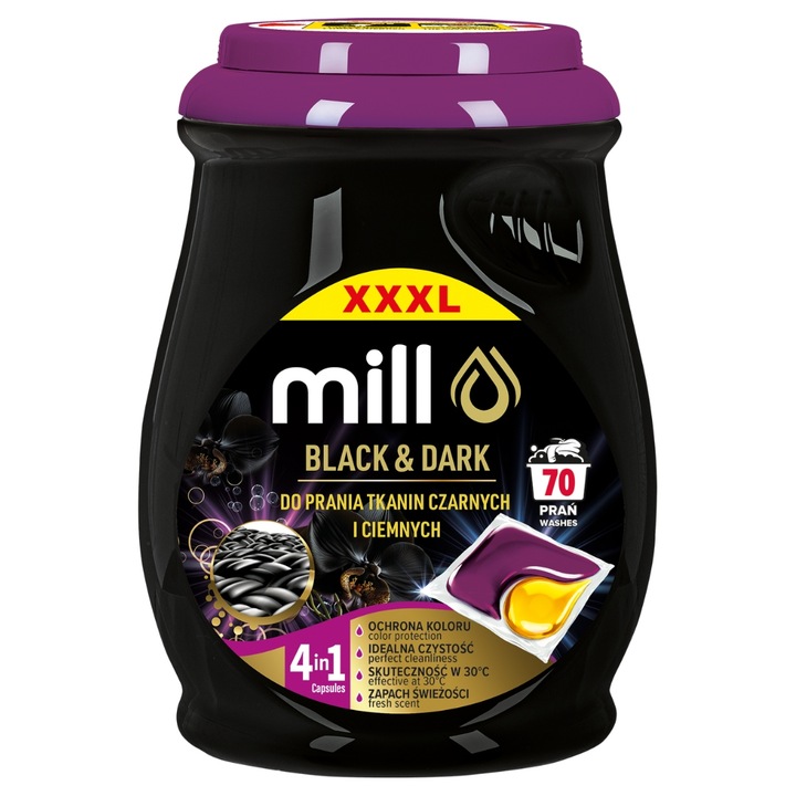 Mill Kapsułki do Prania Czarnych i Ciemnych Tkanin 70 kapsułek