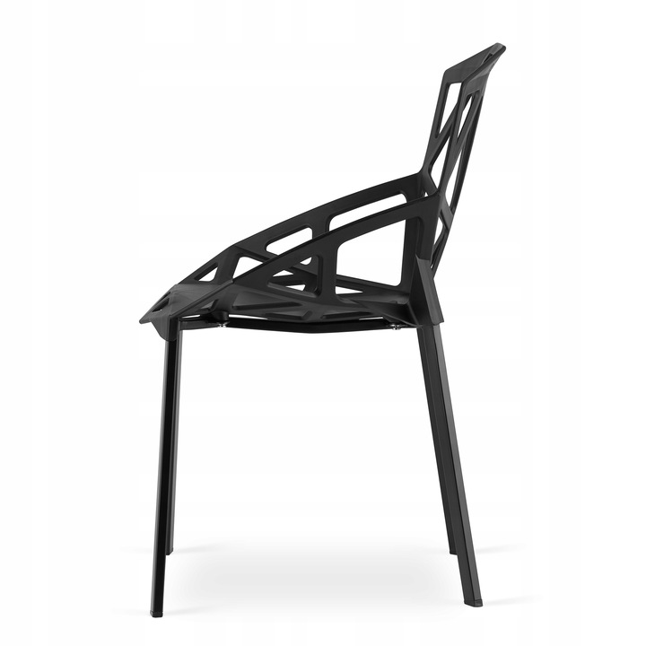 Krzesło do Salonu Jadalni Nowoczesne Czarne LOFT Ażurowe Geometryczne