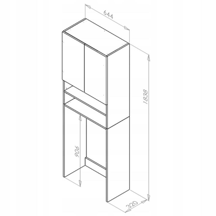 REGAŁ ŁAZIENKOWY SZAFKA NAD PRALKE ANTRACYT WOTAN 4 PÓŁKI