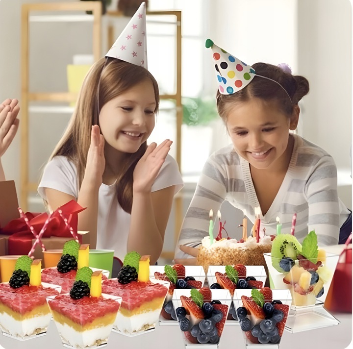 PUCHARKI DO DESERÓW POJEMNIKI NA PRZEKĄSKI PIRAMIDKI KWADRATOWE 120ML