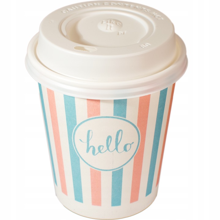 Kubki papierowe do kawy 300 ml SUP Pastele + wieczka – zestaw 100