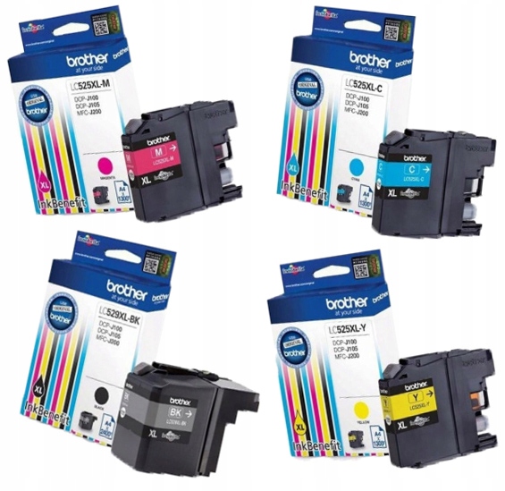 4x Tusze BROTHER DCP-j105 j100 Oryginalny Zestaw Tuszy tonerów oryginalnych