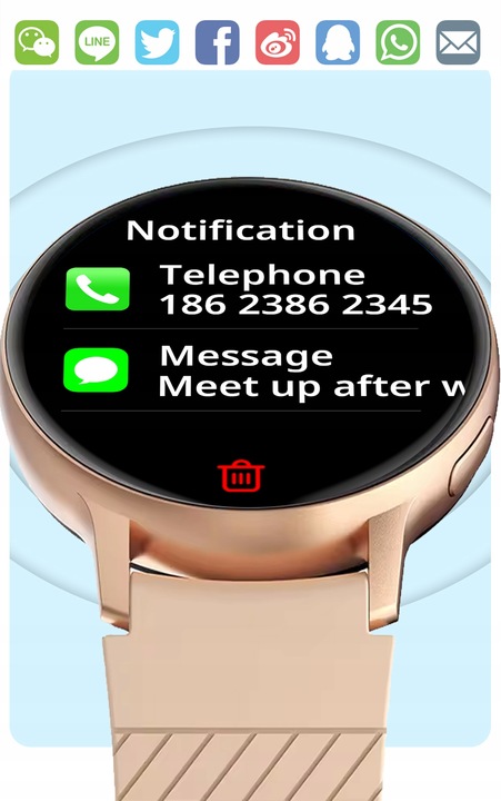 SMARTWATCH ZEGAREK DAMSKI POLSKIE MENU ROZMOWY WIADOMOŚCI 4 PASKI