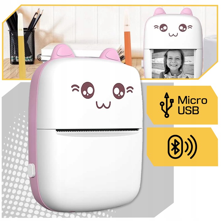 Mini Drukarka Termiczna DRUKUŚ ORYGINALNY Do Zdjęć Przenośna + 11 ROLEK