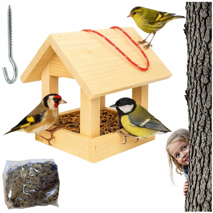 Karmnik dla ptaków + ziarno pokarm do samodzielnego malowania