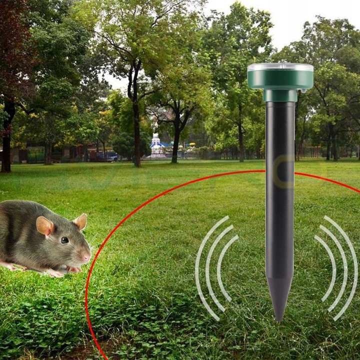DUŻY Zestaw 4x ODSTRASZACZ na KRETY MYSZY KUNY GRYZONIE SOLARNY ZASIĘG