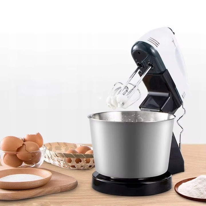 MIKSER RĘCZNY ROBOT KUCHENNY + 4 KOŃCÓWKI DUŻA MISA STOJAK 7 BIEGÓW