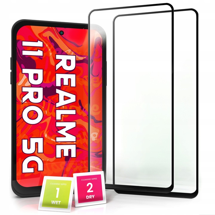 2-pak Szkło Hartowane do Realme 11 Pro 5G (Ochronne Pełne Na cały ekran 5D)