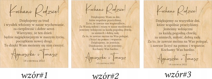 PODZIĘKOWANIE dla RODZICÓW ślub WESELE pudełko