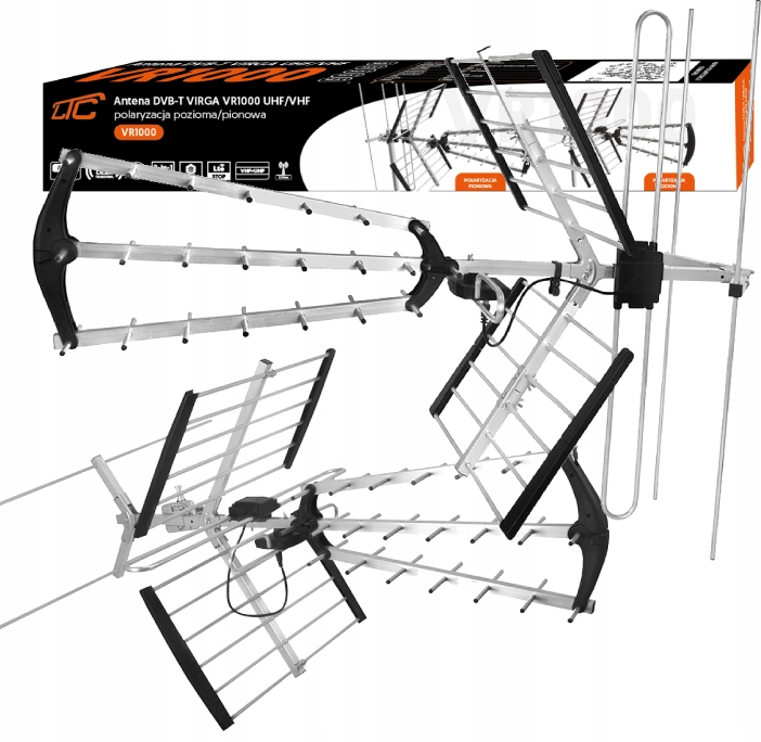 MOCNA ANTENA PASYWNA 4K 2w1 KIERUNKOWA DVB-T2 DIPOL FILTR LTE MUX 1-8 120KM