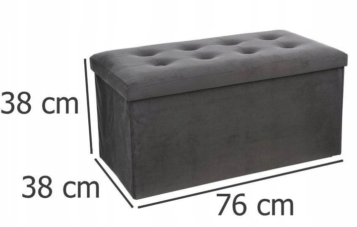 PUFA DUŻA SZARA PIKOWANA ZE SCHOWKIEM PUF OTWIERANY SIEDZISKO 2w1