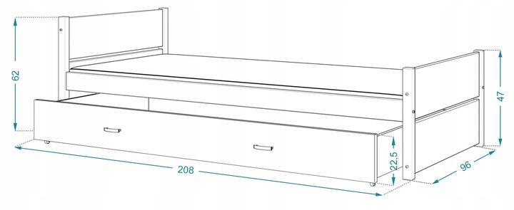 Łóżko młodzieżowe 90x200 szuflada materac TYMON
