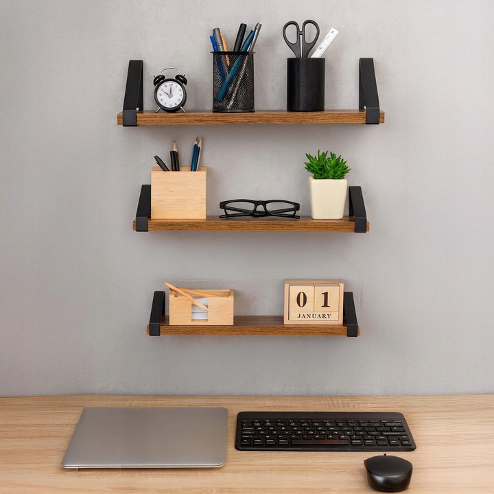 ZESTAW 3 PÓŁEK PÓŁKA WISZĄCA ŚCIENNA DO SALONU KUCHNI NA KSIĄŻKI LOFT