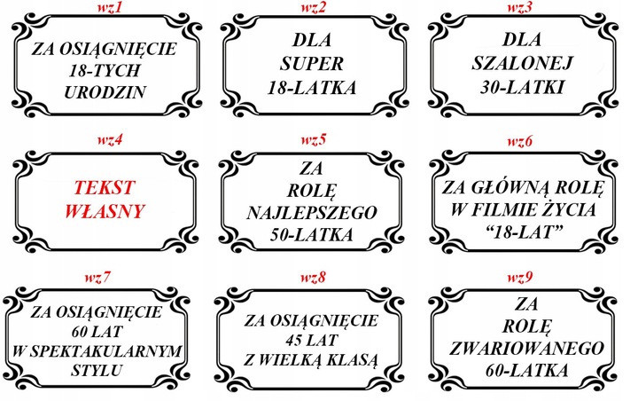 STATUETKA PREZENT 18 30 40 50 DOWOLNE URODZINY TWÓJ WŁASNY TEKST OSKAR