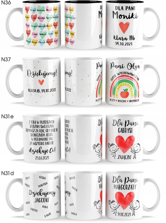 prezent dzień NAUCZYCIELA PRZEDSZKOLANKI WYCHOWAWCY kubek z imionami