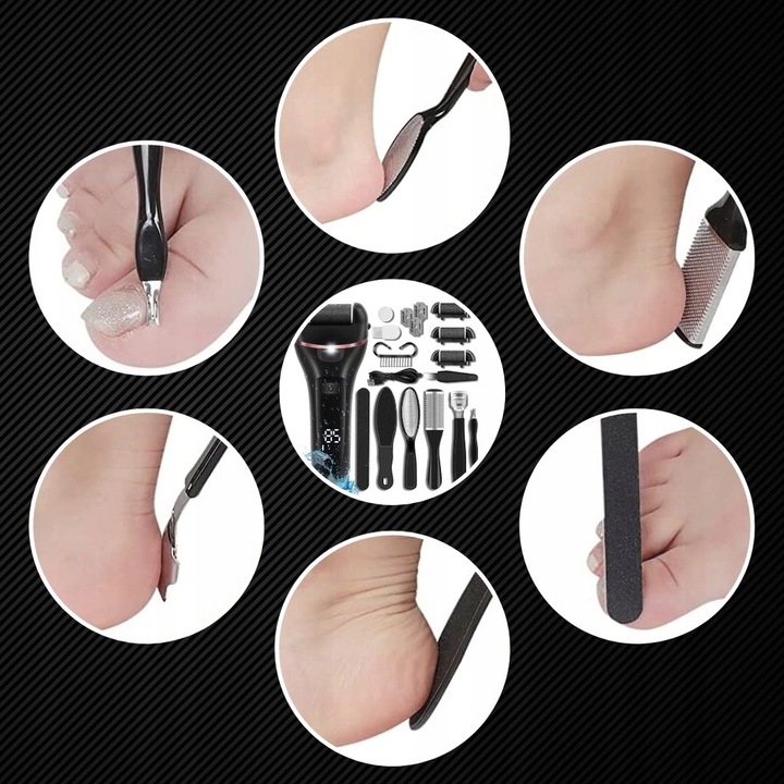 PILNIK DO STÓP MEGA ZESTAW DO PIĘT PILNICZEK ELEKTRYCZNY LED + NASADKI 15w1