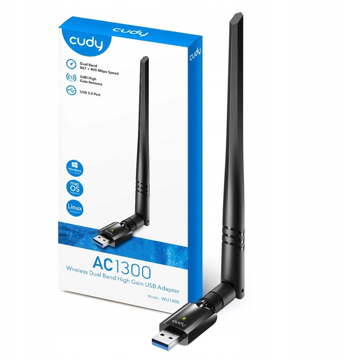 Karta Sieciowa zewnętrzna USB 3.0 Cudy Wu1400 adapter WiFi do laptopa 5 GHz