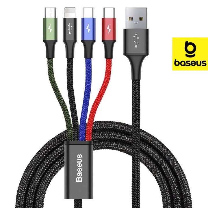 BASEUS SZYBKI MOCNY KABEL PRZEWÓD USB 4W1 2XUSB-C LIGHTNING MICRO QC 1.2M