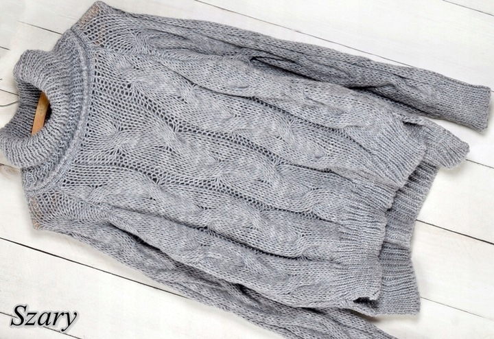 CIEPŁY GRUBY SWETEREK WARKOCZ GOLF W30