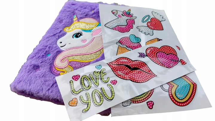 PAMIĘTNIK JEDNOROŻEC+ HAFT DIAMENTOWY DŁUGOPIS NOT