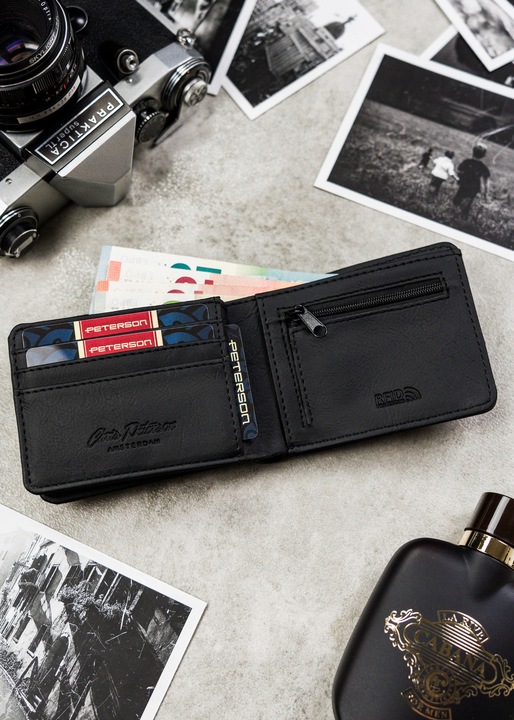 Portfel męski klasyczny poziomy RFID STOP mały kompaktowy prezent