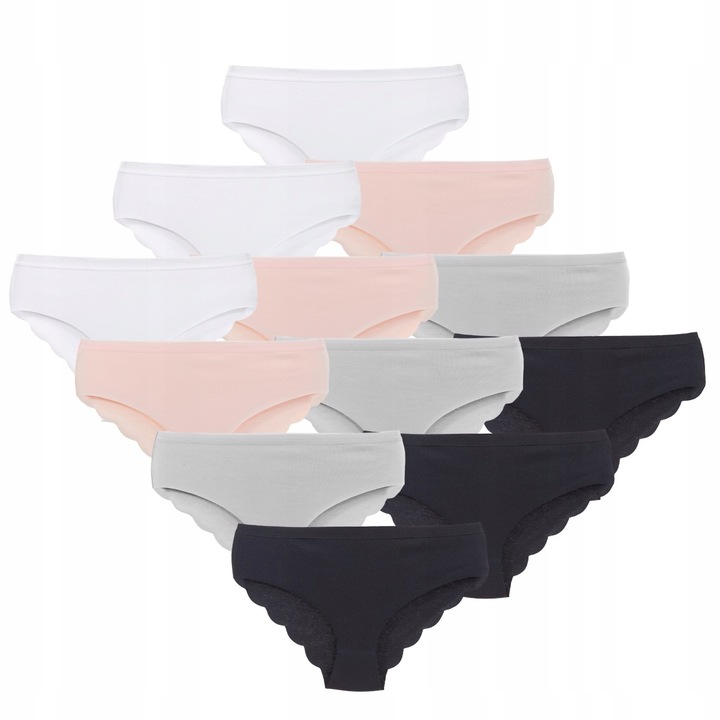 12x Majtki Damskie Bezszwowe Figi Bawełniane Gładkie MORAJ M