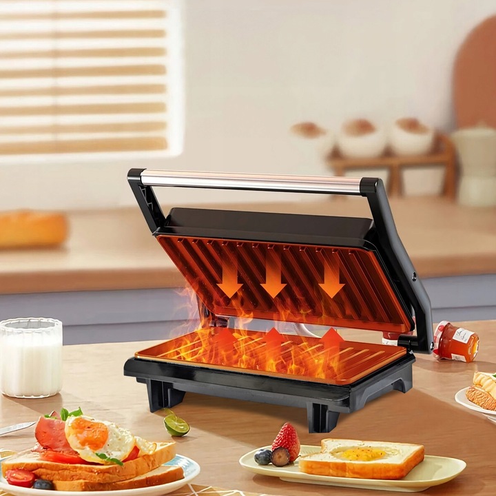 KONTAKTOWY GRILL ELEKTRYCZNY OPIEKACZ SKŁADANY TOSTER PANINI KANAPEK