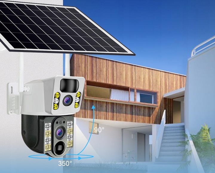 ZEWNĘTRZNA KAMERA SOLARNA TYP-C DWA OBIEKTYWY 8MPx NA KARTE SIM 4G LTE ZOOM