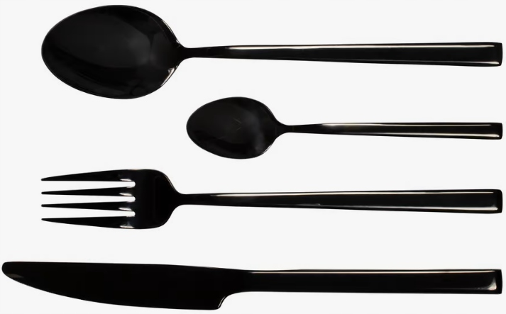 AMBITION 24 SZTUCĆE COMO BLACK MODERN CZARNE ZESTAW OBIADOWE DLA 6 OSÓB
