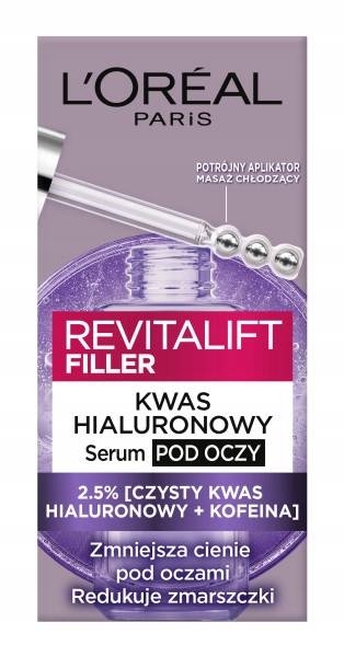 Serum Pod Oczy Loreal Revitalift Filler Z Kwasem Hialuronowym Kofeiną 20 ml