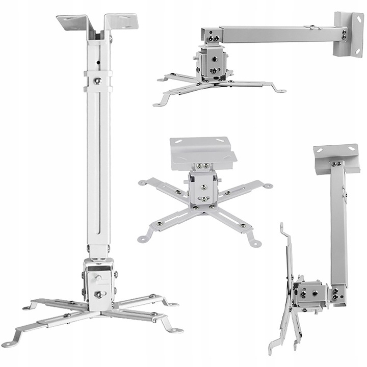 UCHWYT WIESZAK DO PROJEKTORA SUFITOWY ŚCIENNY 3w1 BIAŁY