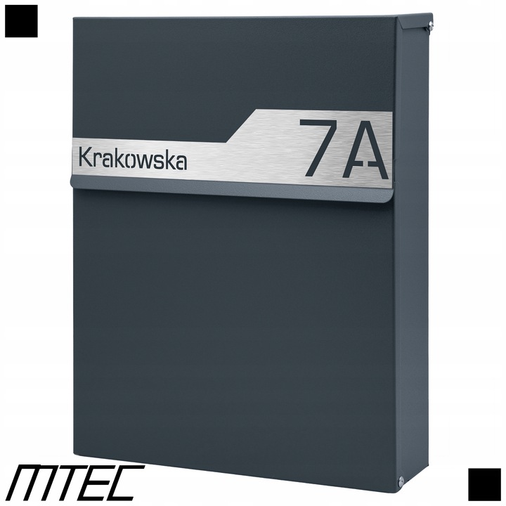 SKRZYNKA POCZTOWA NA LISTY POCZTĘ ANTRACYT +LAMINAT NAPIS ADRES ULICA NUMER