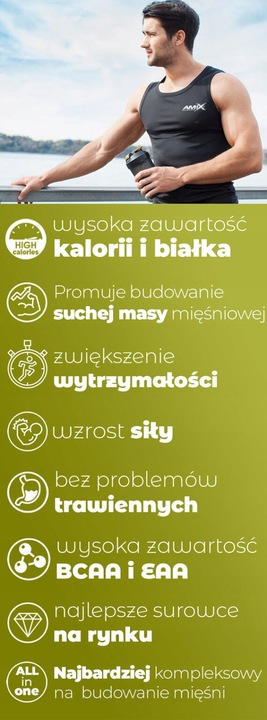 ODŻYWKA NA SIŁE I MASĘ 8 w 1 - Gainer z dodatkiem białka, kreatyny,