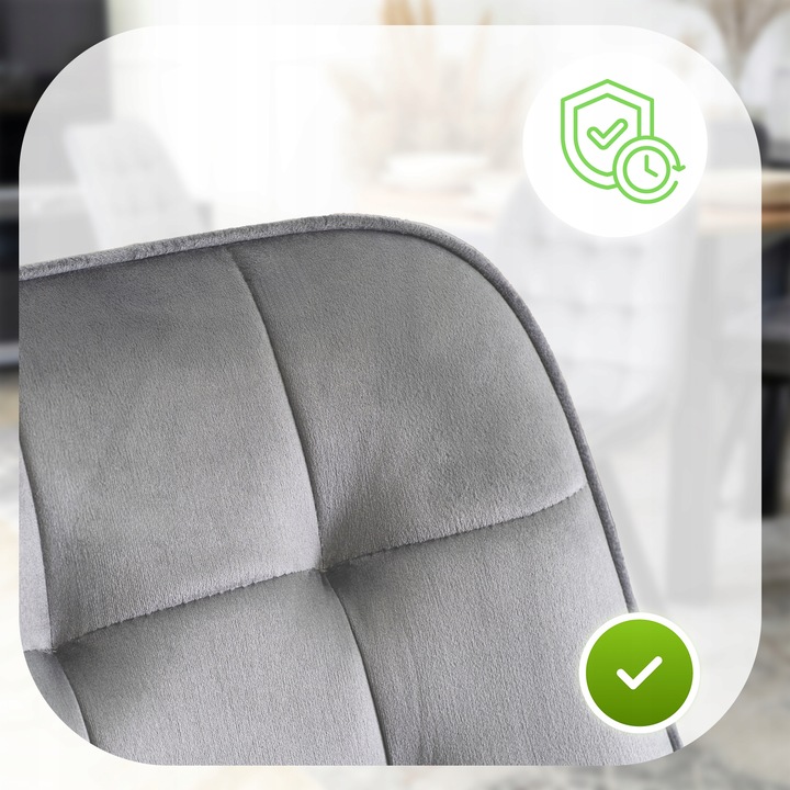 Krzesło Tapicerowane Welurowe Do Jadalni Salonu Loft Pikowane Szare