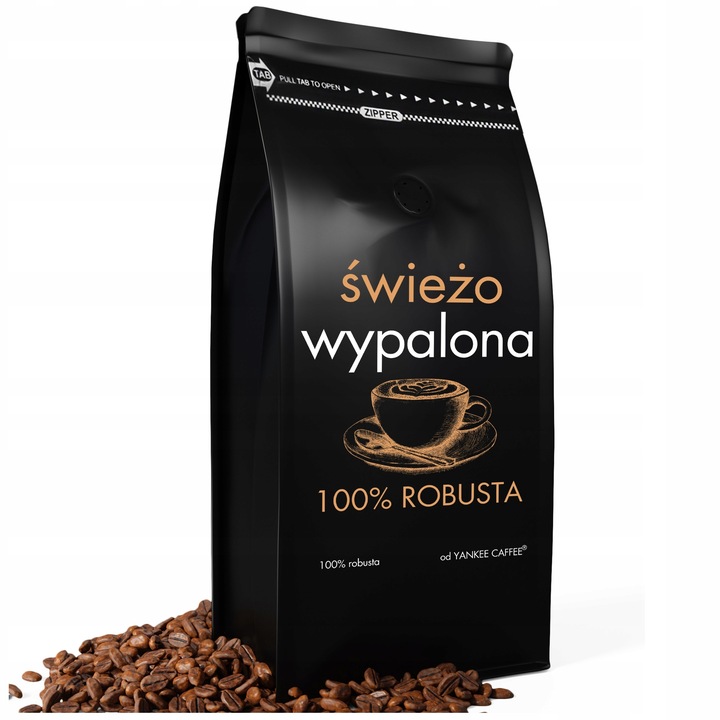 Kawa ziarnista 1kg ŚWIEŻO PALONA 100% ROBUSTA Z Palarni Do ekspresu
