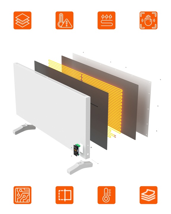 Grzejnik konwektorowy na podczerwień 2w1 750W 20m2 promiennik