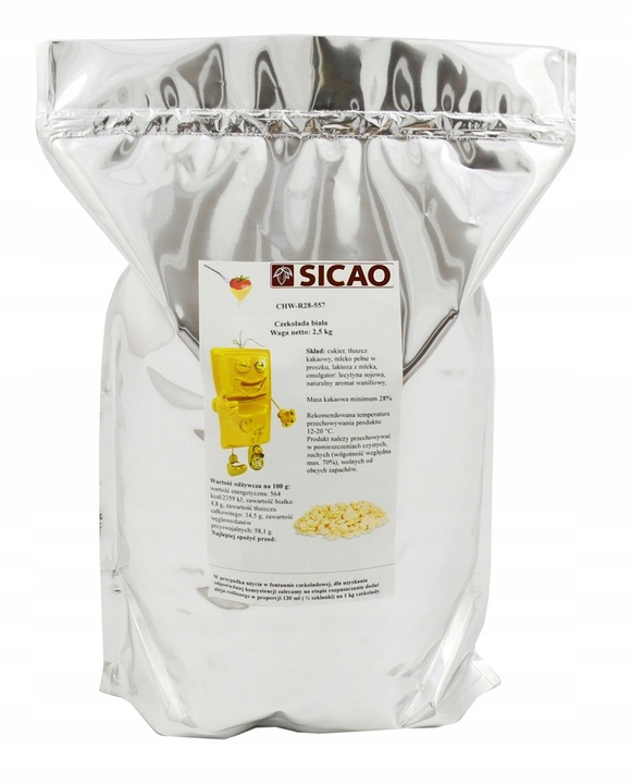 NAJLEPSZA Czekolada BIAŁA 2,5 KG do fontann fondue Sicao