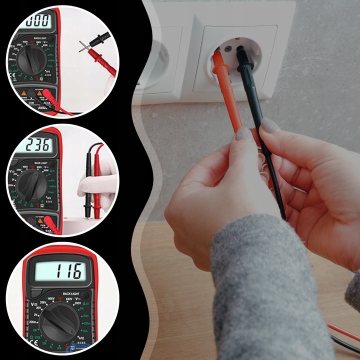 MIERNIK MULTIMETR CYFROWY PRĄDU NAPIĘCIA LCD TESTER UNIWERSALNY AC DC 10A