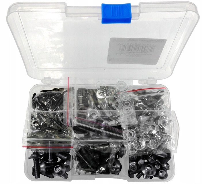 ZESTAW KPL śruby DO OWIEWEK MOTOCYKLOWYCH 193szt czarne alu