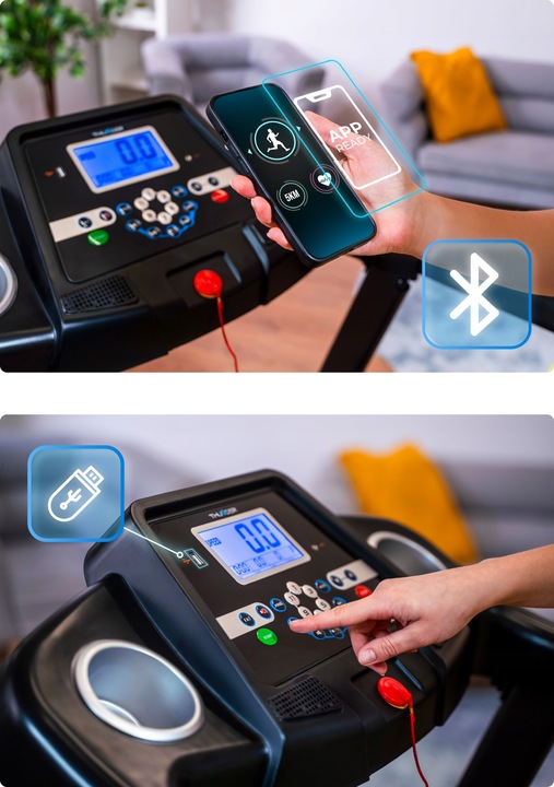 Bieżnia składana elektryczna domowa 140kg aplikacja amortyzacja mocna