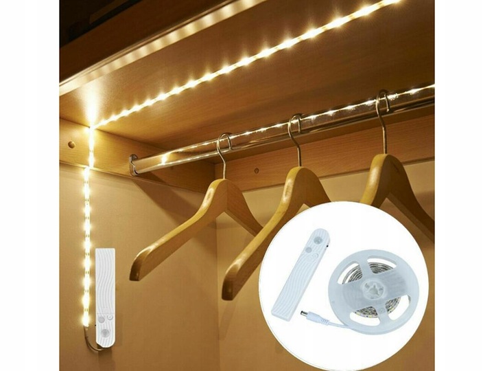 TAŚMA LED MONO 2M Z CZUJNIKIEM RUCHU NA BATERIE