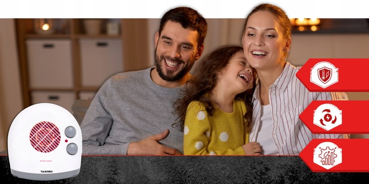 Grzejnik elektryczny Cicha Farelka Mocny Termowentylator 2000W Termostat