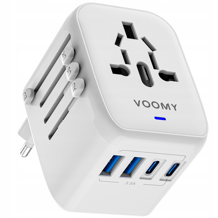 Adapter Podróżny VOOMY Z Ponad 170 Narodów - 2 Usb A 2 Usbc Biały