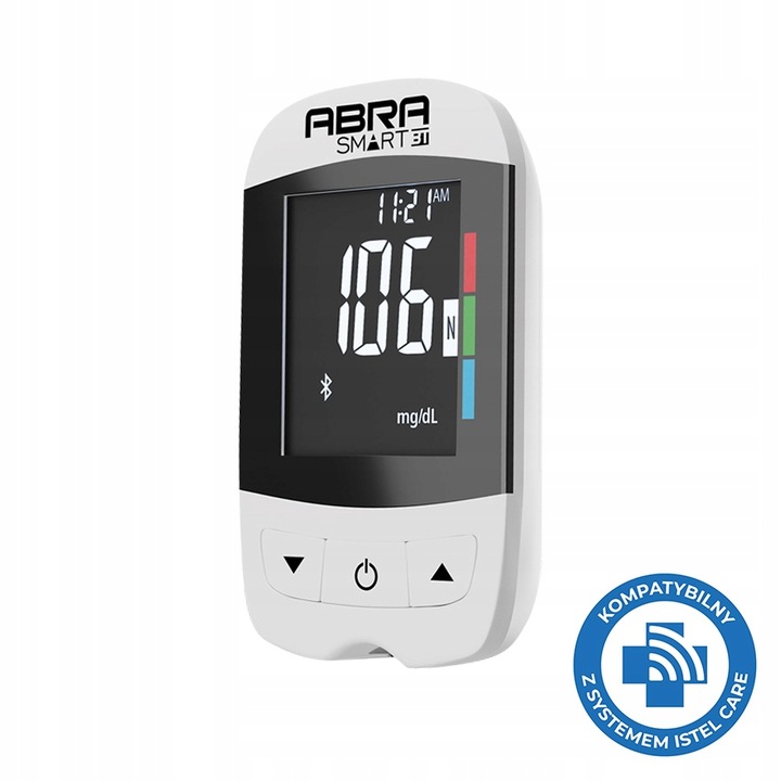 GLUKOMETR DIAGNOSTIC ABRA BEZKODOWY WIECZYSTA GWA aplikacja BT pomiar