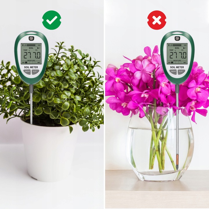 KWASOMIERZ GLEBY Tester podłoża Ph ziemi 4w1 MIERNIK temperatura