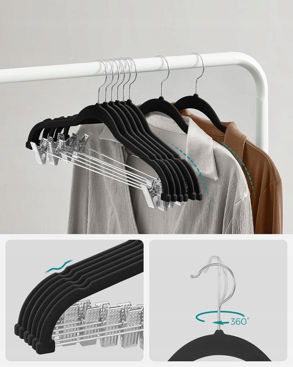 WIESZAKI DO UBRAŃ WELUR Z KLAMERKAMI ANTYPOŚLIZGOWE ARVENTA STYLE - 10